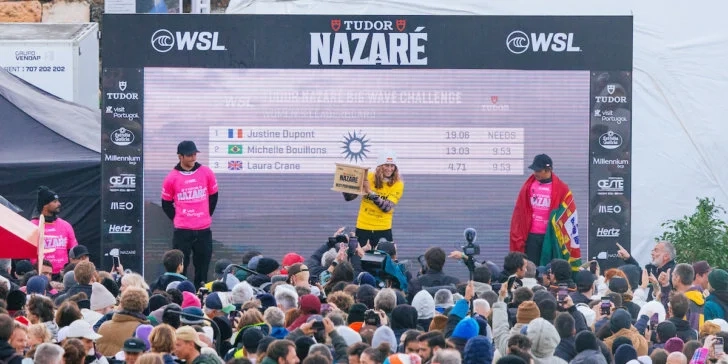 Justine Dupont, Klementas Roseyro ir Nic von Rupp triumfuoja Tudor Nazaré Big Wave Challenge
